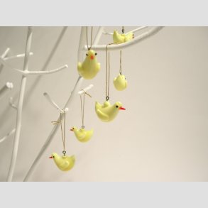 Hngende Glasfigurer - Gule Kyllinger - 3-4cm