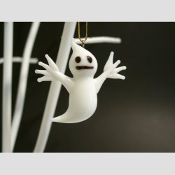 Glasfigur Venlig Spgelse - Halloween Hngende Glasfigur - Hvid Glas Spgelse - 4-5cm