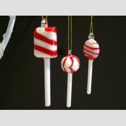 Julepynt - Hngende Bolsjefarvede Glas Slikkepinde - 7cm