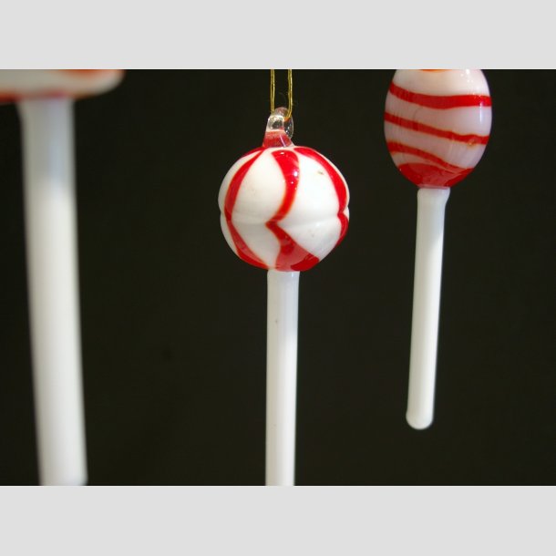 Julepynt - Hngende Bolsjefarvede Glas Slikkepinde - 7cm ID Deko2