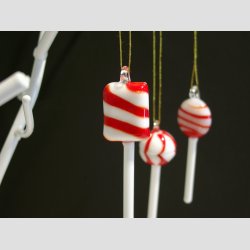 Julepynt - Hngende Bolsjefarvede Glas Slikkepinde - 7cm