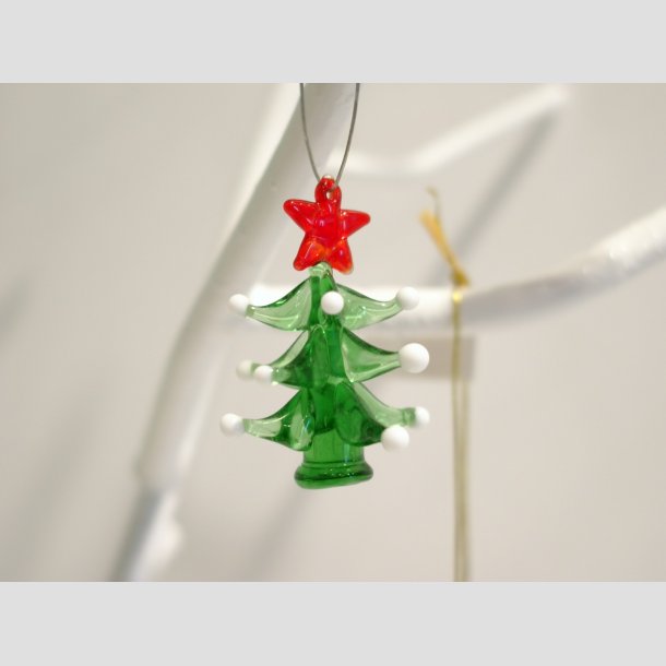 Julepynt - Hngende Glas Mini Julepynt - 3cm Gr&oslash;n