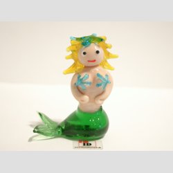 Havfrue i Glas - Gult Hr - Med Sstjerne - 6cm