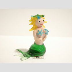 Havfrue i Glas - Gult Hr - Med Sstjerne - 6cm