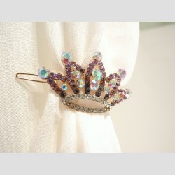 Forgyldte Hr &amp; Trkde Spnde - Krone - 7cm