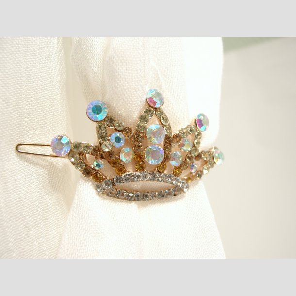 Forgyldte Hr &amp; Trkde Spnde - Krone - 7cm ID Deko2