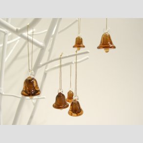 Hngende Glas Mini Klokke - Brun - 2,5cm