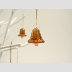 Hngende Glas Mini Klokke - Brun - 2,5cm