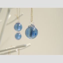 Hngende Glas Mini Rund Kugle - Bl/Slv - 1,7cm