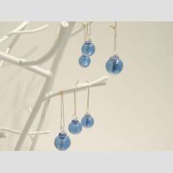 Hngende Glas Mini Rund Kugle - Bl/Slv - 1,7cm