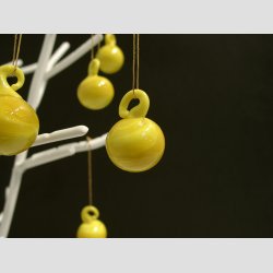 H�ngende Glas Mini Rund Kugle - Gul - �2cm