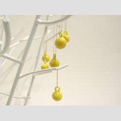 H�ngende Glas Mini Rund Kugle - Gul - �2cm