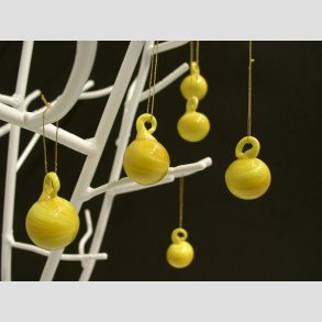 Hngende Glas Mini Rund Kugle - Gul - 2cm