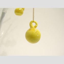 H�ngende Glas Mini Rund Kugle - Gul - �2cm