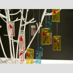 Fusing Glaskunst - Hngende Glas Kylling - 4x7cm