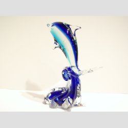 Glaskunst - Glas Delfin P Blge - Klar/Bl/Lysebl - 14cm