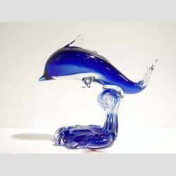 Delfin - Glas Delfin P en Blge - Klar/Bl - 15cm