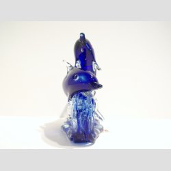 Glaskunst - 1+1 Glas Delfiner P Blge - Klar/Bl - 14cm