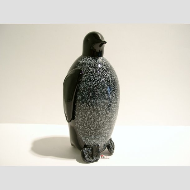 Glaskunst - Pingviner - Massiv Glas - Sort/Sne - 12cm &amp; 16cm Stor