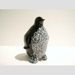 Glaskunst - Pingviner - Massiv Glas - Sort/Sne - 12cm &amp; 16cm