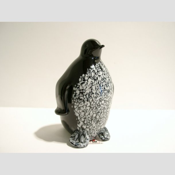 Glaskunst - Pingviner - Massiv Glas - Sort/Sne - 12cm &amp; 16cm Lille
