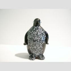 Glasfigur - Pingvin - Massiv Glas - Sort/Sne/jne - 12cm