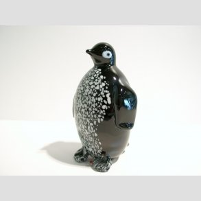 Glasfigur - Pingvin - Massiv Glas - Sort/Sne/jne - 12cm