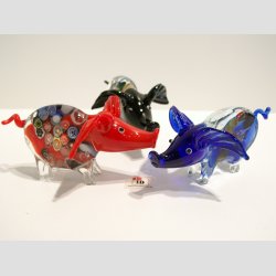 Glasdyr - Glas Gris - Millefiori - 9cm