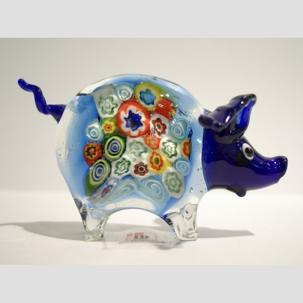 Glasdyr - Glas Gris - Millefiori - 9cm Bl&aring;