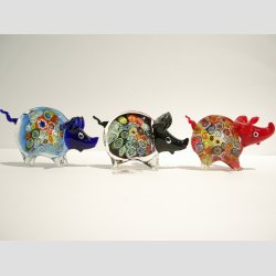 Glasdyr - Glas Gris - Millefiori - 9cm