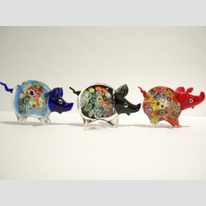 Glasdyr - Glas Gris - Millefiori - 9cm