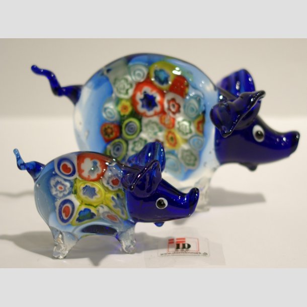 Glas Gris - Millefiori - 1 Stor + 1 Lille - 1 St Bl&aring;