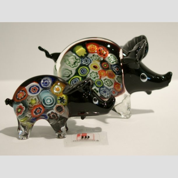 Glas Gris - Millefiori - 1 Stor + 1 Lille - 1 St Sort