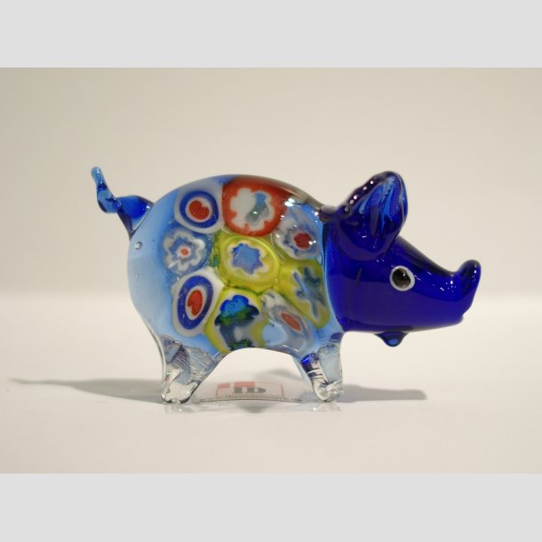 Glasdyr - Glas Gris - Millefiori - 6cm Bl&aring;