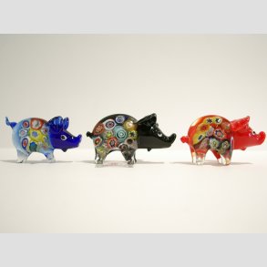 Glasdyr - Glas Gris - Millefiori - 6cm