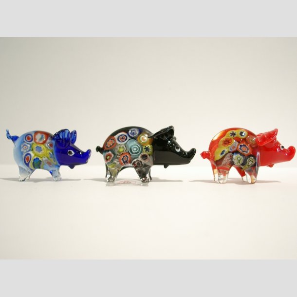 Glasdjur - Glas Gris - Millefiori - 6cm