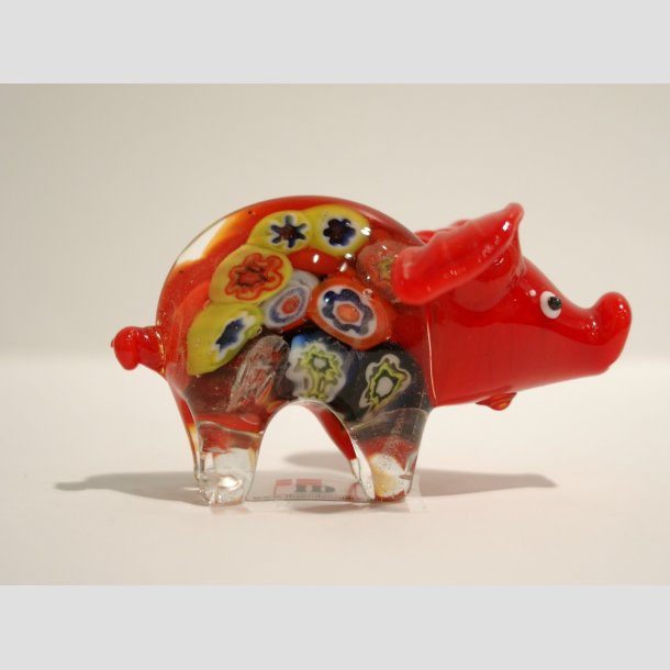 Glasdyr - Glas Gris - Millefiori - 6cm R&oslash;d