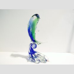 Glas Delfin P Blge - Klar/Bl/Grn - 20cm