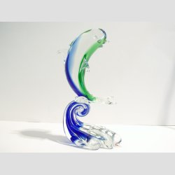 Glas Delfin P Blge - Klar/Bl/Grn - 20cm