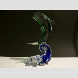 Glas Delfin P Blge - Klar/Bl/Grn - 20cm