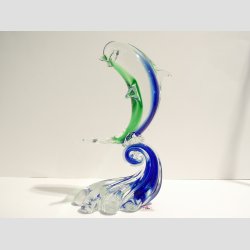 Glas Delfin P Blge - Klar/Bl/Grn - 20cm