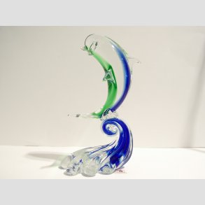 Glas Delfin P Blge - Klar/Bl/Grn - 20cm
