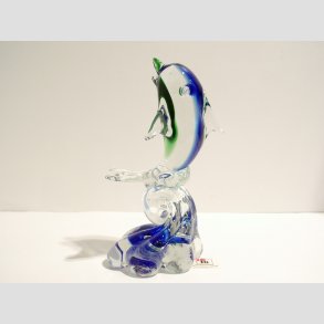 Glas Delfin P Blge - Klar/Bl/Grn - 14cm