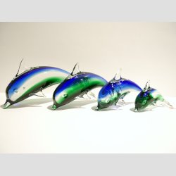 Delfiner - Stende Klar/Bl/Grn Glas Delfin