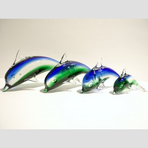 Delfiner - Stende Klar/Bl/Grn Glas Delfin