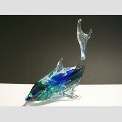 Glas Delfin - Hj Hale - Klar/Bl/Grn - 12cm