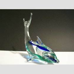 Glas Delfin - Hj Hale - Klar/Bl/Grn - 12cm
