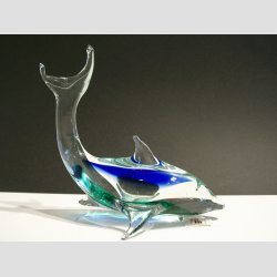 Glas Delfin - Hj Hale - Klar/Bl/Grn - 12cm