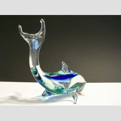 Glas Delfin - Hj Hale - Klar/Bl/Grn - 12cm