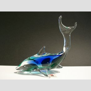 Glas Delfin - Hj Hale - Klar/Bl/Grn - 12cm